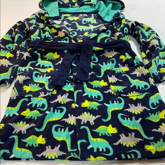 Carter's Blue and Green Dinosaur Pajama Robe EUC - Picture 3 of 12